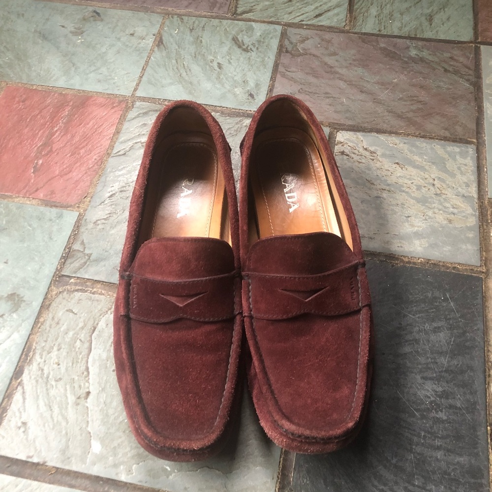 Prada suede driver Bordeaux color